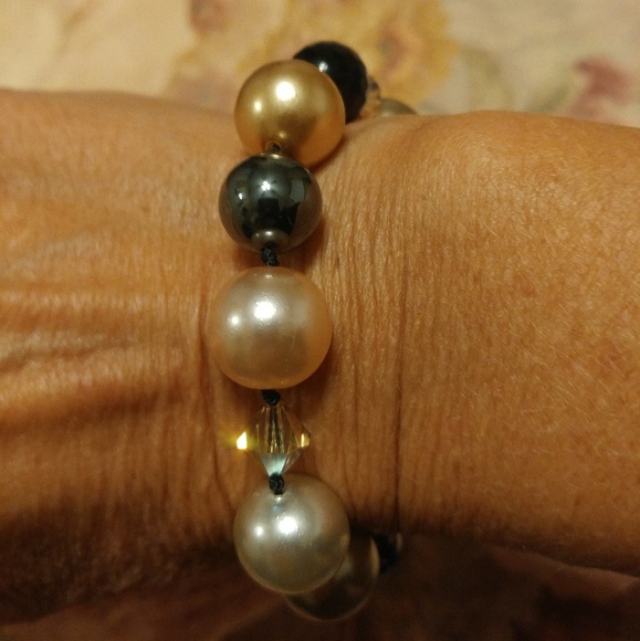 NWOT STERLING SILVER PEARL AND HEMATITE - Picture 3 of 7